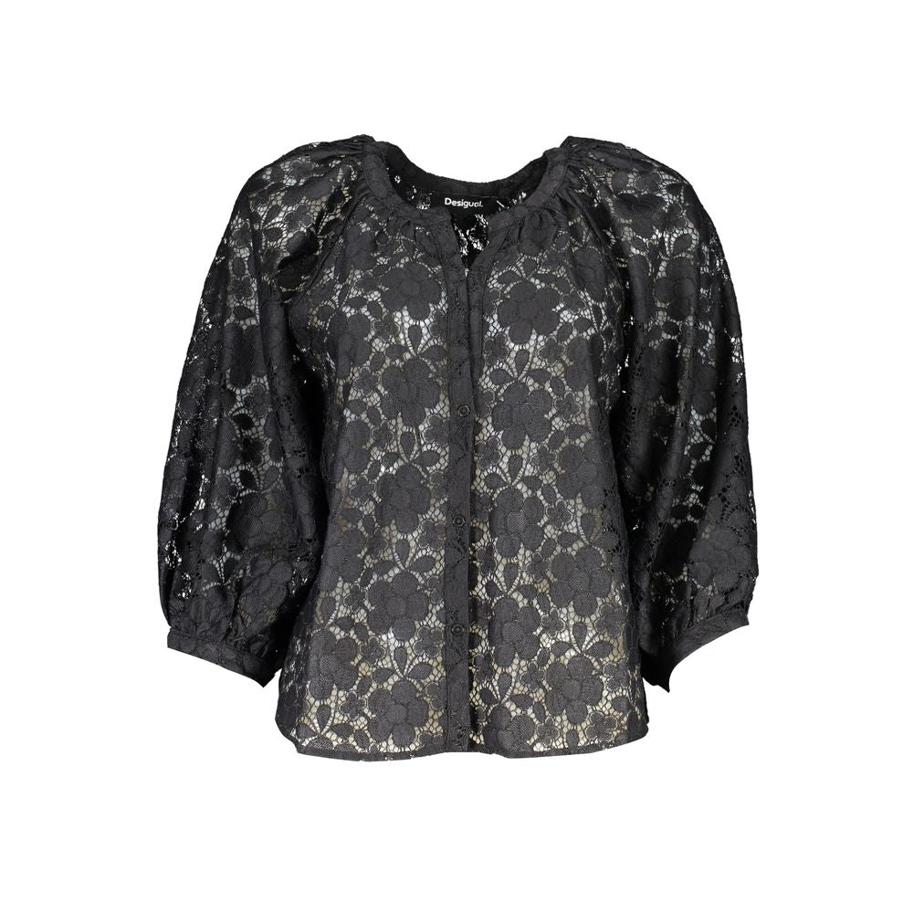 Desigual Black Polyester Shirt with Contrast Details