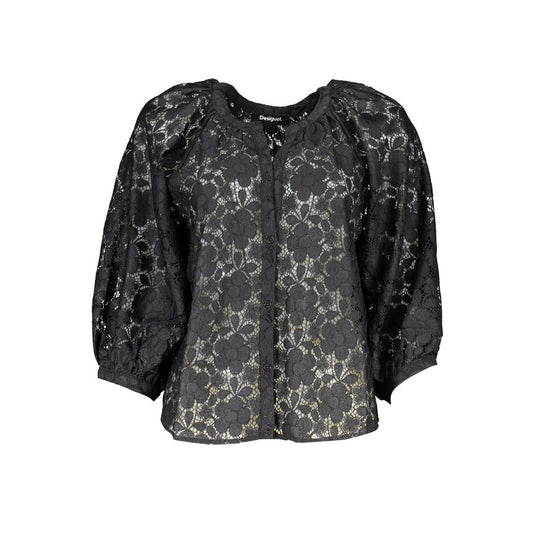 Desigual Black Polyester Shirt with Contrast Details