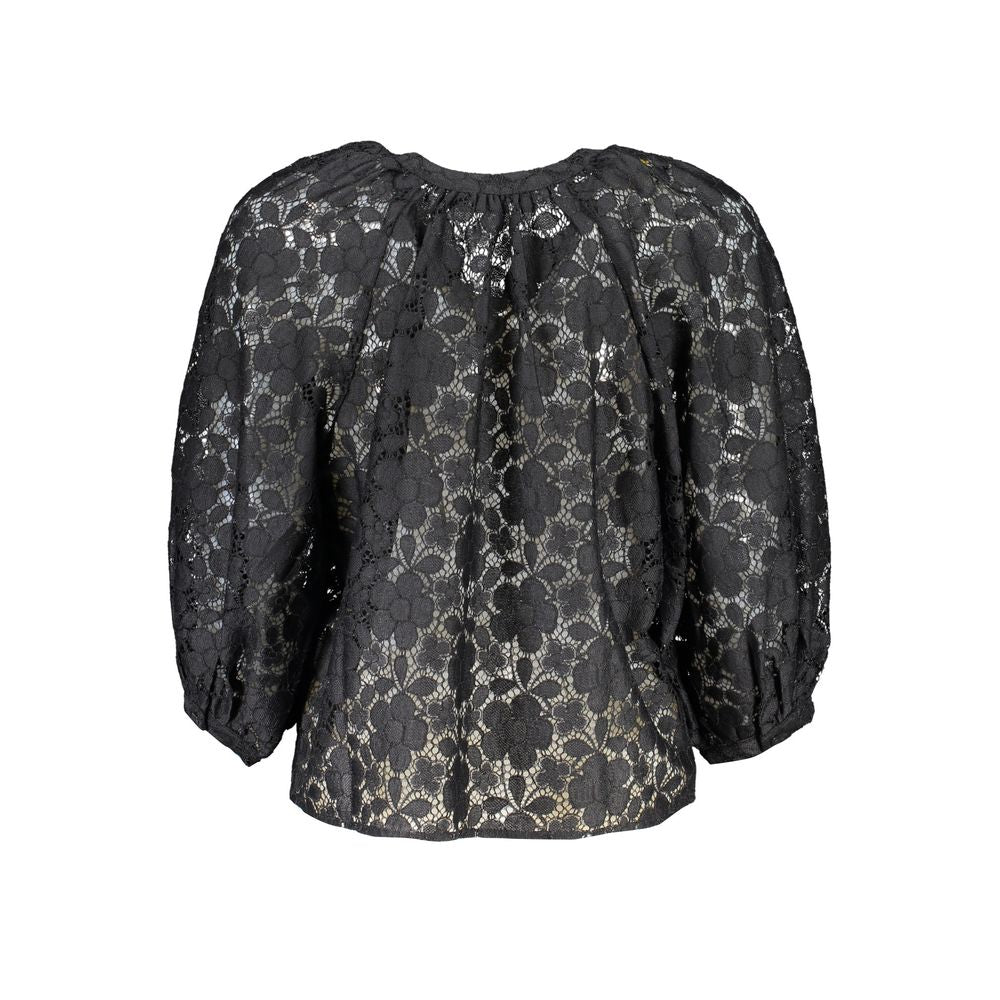 Desigual Black Polyester Shirt with Contrast Details