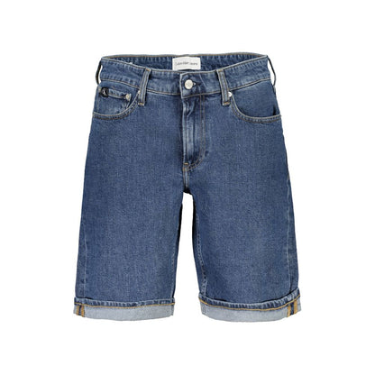 Calvin Klein Blue Cotton Rolled Hem Denim Shorts for Men