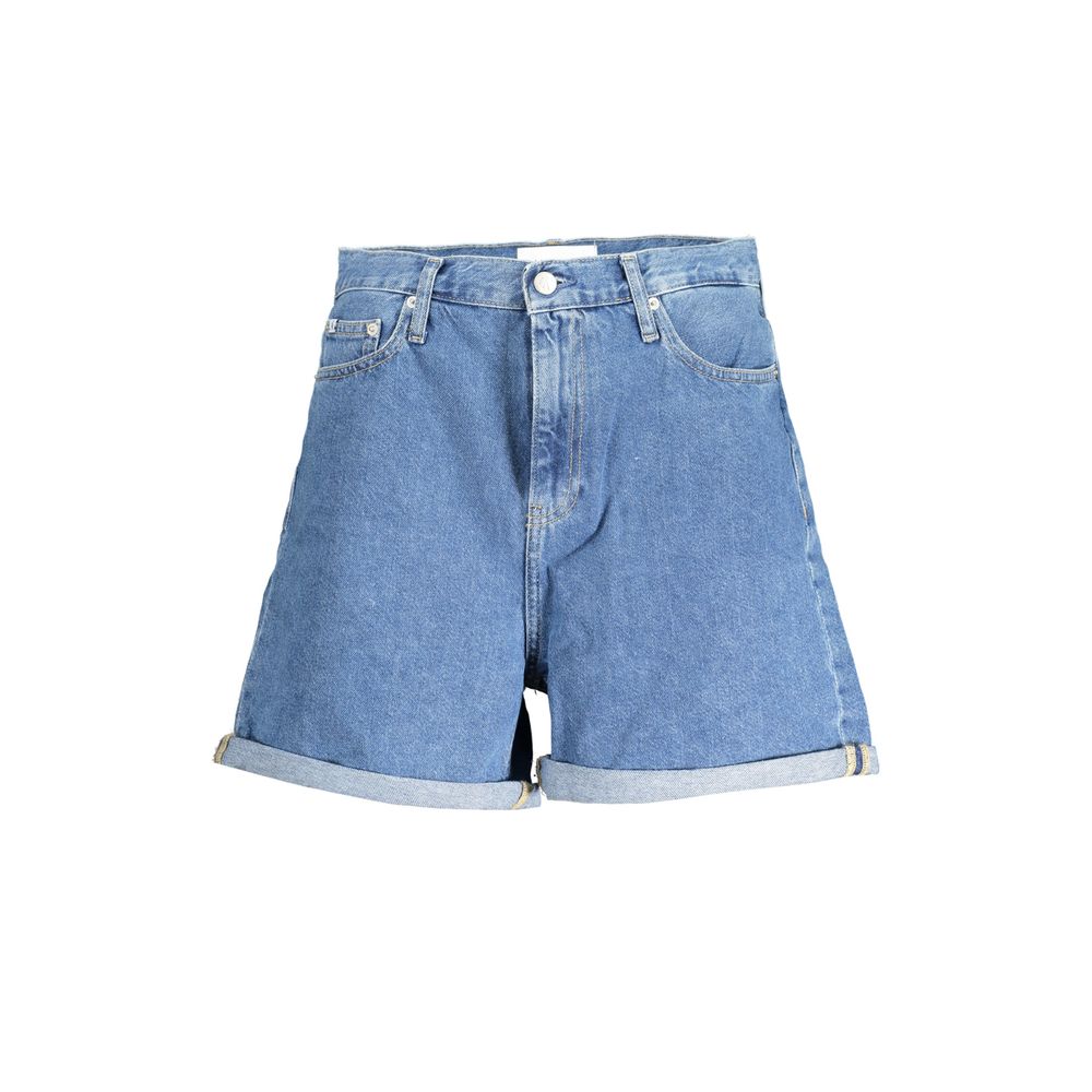Calvin Klein Blue Cotton Short Mom Jeans