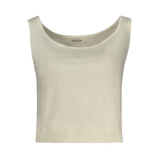 Guess Jeans White Polyester Wide Neck Tank Top