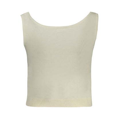 Guess Jeans White Polyester Wide Neck Tank Top