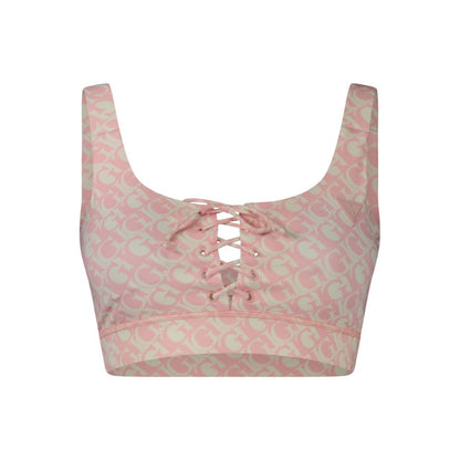 Guess Jeans Pink Polyester Shirt with Lace and Padded Cups