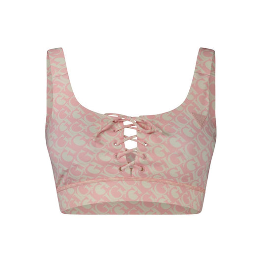 Guess Jeans Pink Polyester Shirt with Lace and Padded Cups