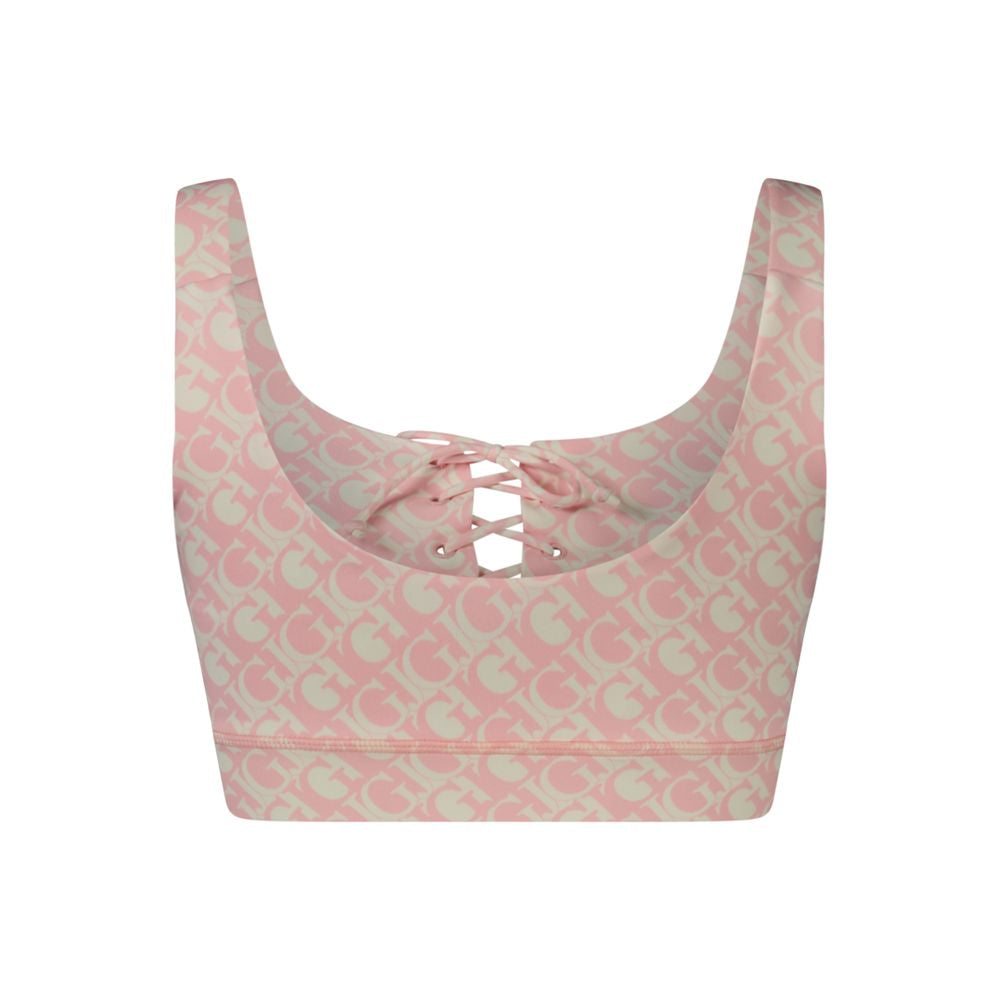Guess Jeans Pink Polyester Shirt with Lace and Padded Cups
