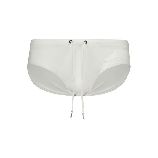 Trussardi White Elastane Swimwear - Beach Briefs with Ouroboro Logo