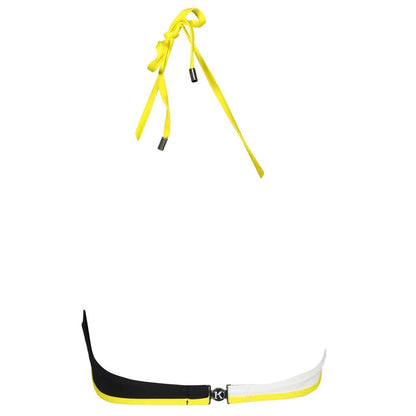 Karl Lagerfeld Black Elastane Triangle Swimsuit with Neck Tie