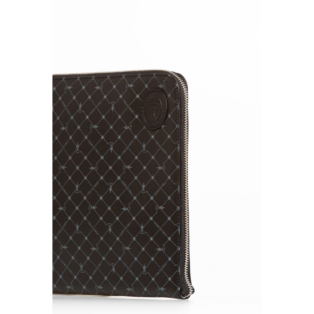 Trussardi Black Leather Clutch Bag: Elegance Redefined