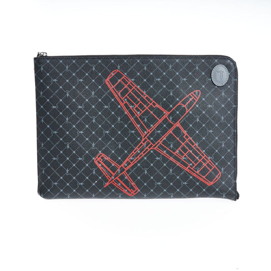 Trussardi Black Leather Clutch Bag - Elegant and Functional