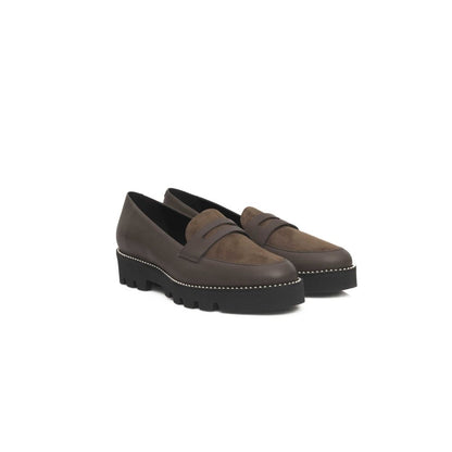 Cerruti 1881 Brown Cowhide Loafer with Silver Details