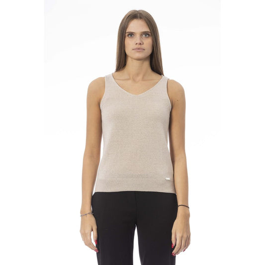 Baldinini Trend Beige Fabric V-Neck Tank Top