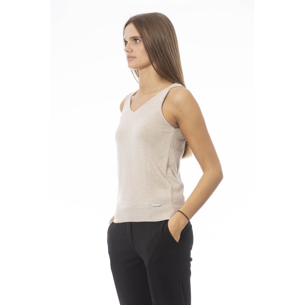 Baldinini Trend Beige Fabric V-Neck Tank Top