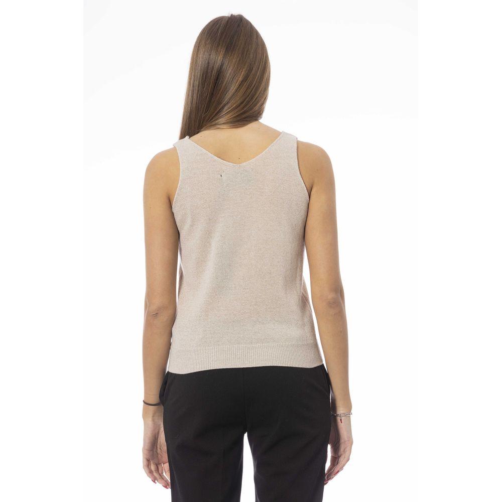 Baldinini Trend Beige Fabric V-Neck Tank Top