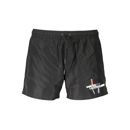 Karl Lagerfeld Black Polyester Swimwear for Effortless Elegance