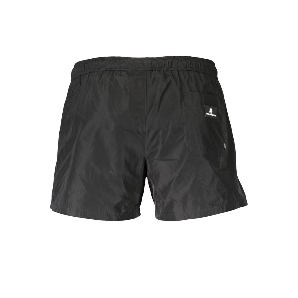Karl Lagerfeld Black Polyester Swimwear for Effortless Elegance