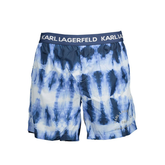 Karl Lagerfeld Blue Polyester Swimwear - Medium Sea Boxer