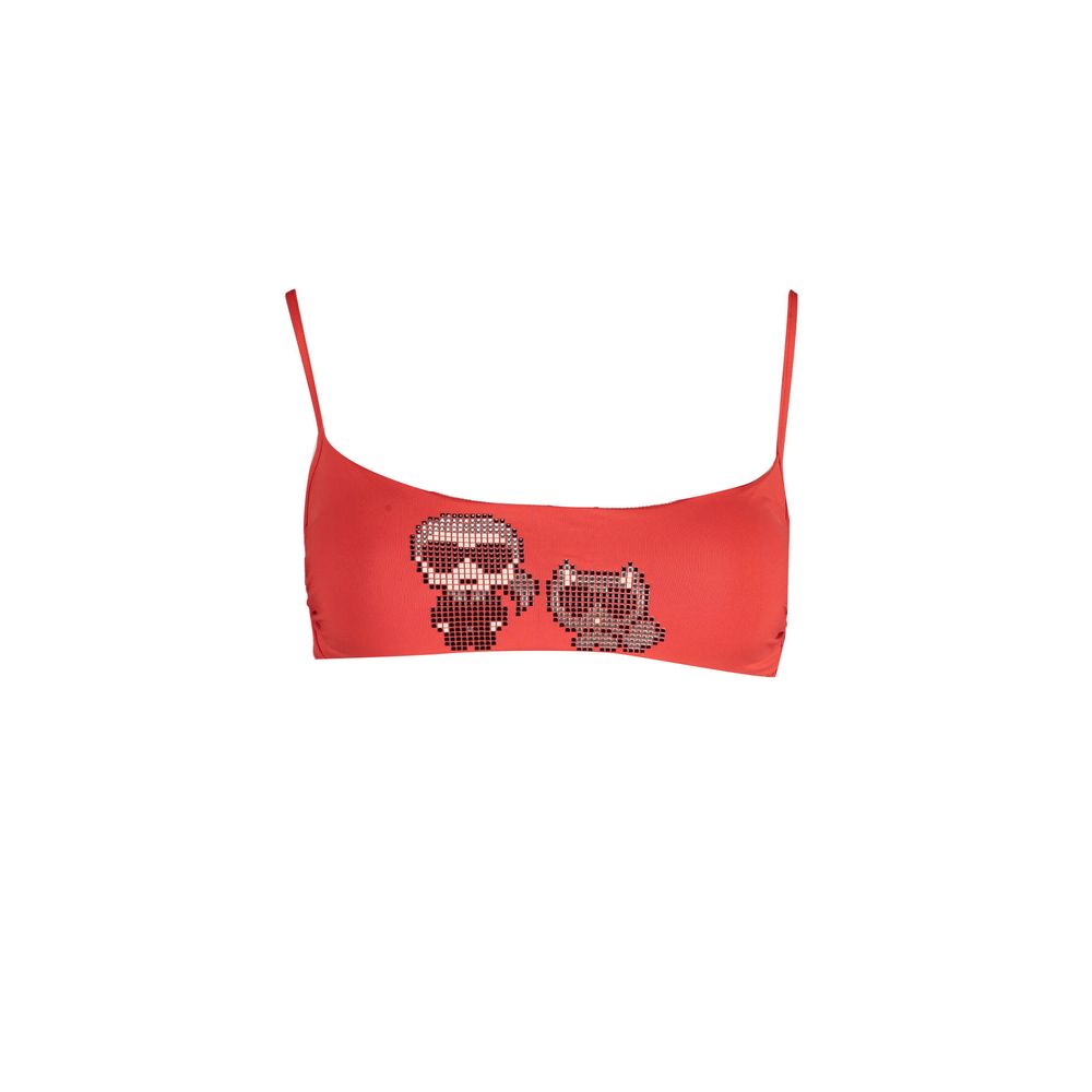 Karl Lagerfeld Red Elastane Bandeau Swimsuit