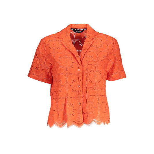 Desigual Orange Cotton Short-Sleeved Shirt