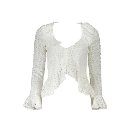 Desigual Long Sleeve White Cotton Blouse