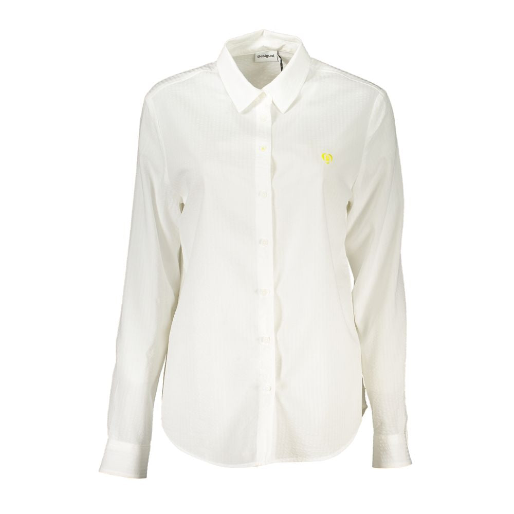 Desigual White Cotton Shirt: A Statement of Elegance