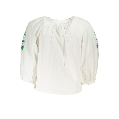 Desigual White Polyester 3/4 Sleeve Shirt with Contrast Details