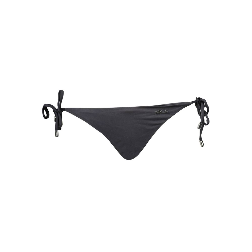 Karl Lagerfeld Black Elastane Swimwear: Stylish Swim Briefs with Adjustable Straps