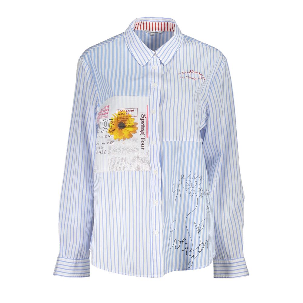 Desigual Blue Viscose Long Sleeve Shirt