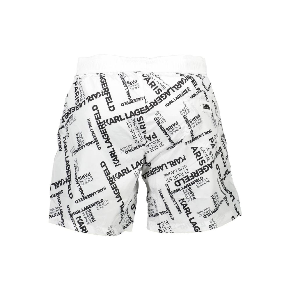 Karl Lagerfeld White Polyester Swimwear: The Ultimate Swim Boxer