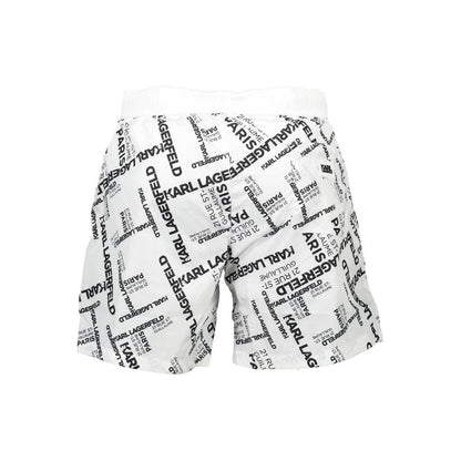Karl Lagerfeld White Polyester Swimwear: The Ultimate Swim Boxer