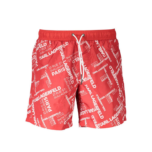 Karl Lagerfeld Red Polyester Swimwear - Medium Swim Boxer