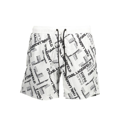 Karl Lagerfeld White Polyester Swimwear - Medium Swim Boxer