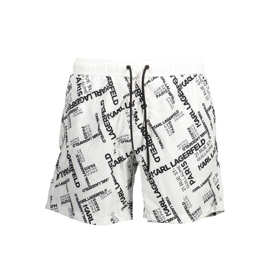 Karl Lagerfeld White Polyester Swimwear - Medium Swim Boxer