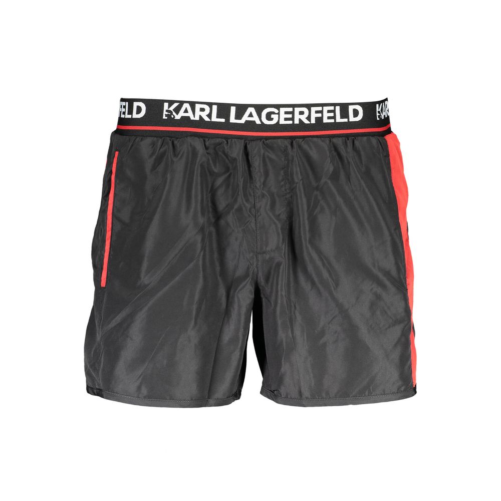 Karl Lagerfeld Black Polyester Swimwear: Timeless Swim Boxer