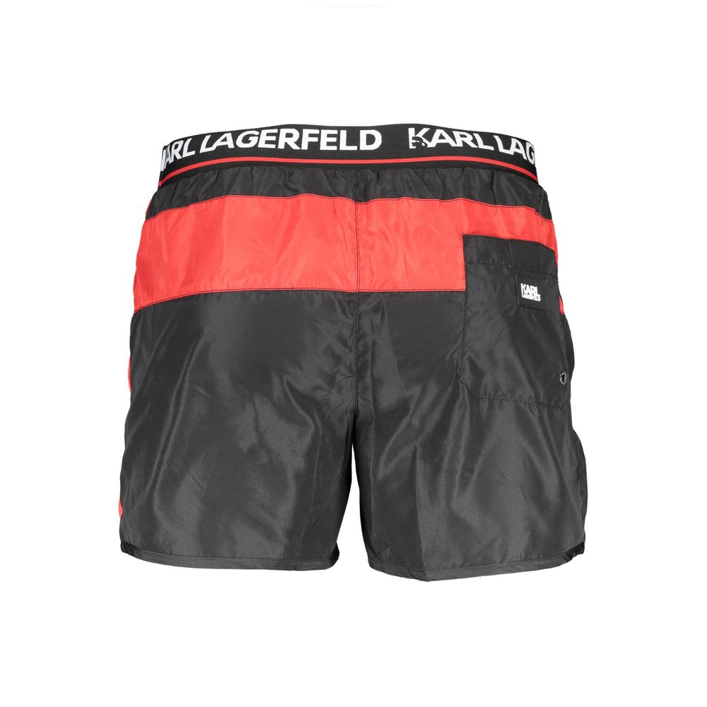 Karl Lagerfeld Black Polyester Swimwear: Timeless Swim Boxer