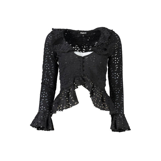 Desigual Black Cotton Long Sleeve Blouse