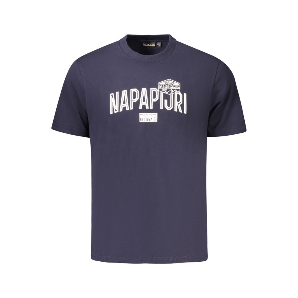 Napapijri Blue Cotton Men T-Shirt - Effortless Style Meets Sustainability
