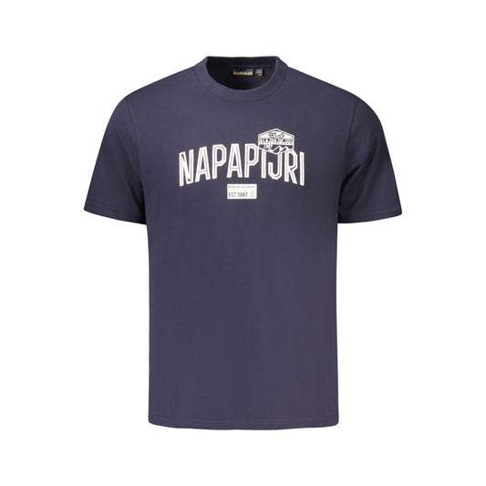 Napapijri Blue Cotton Men T-Shirt - Effortless Style Meets Sustainability