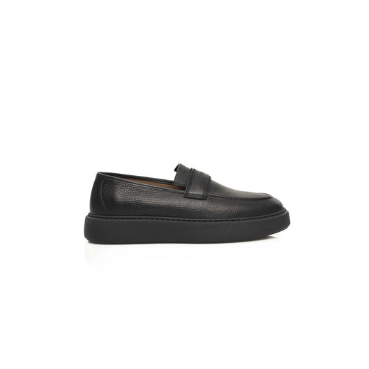 Cerruti 1881 Black Cowhide Loafer - Men’s Genuine Leather Moccasin