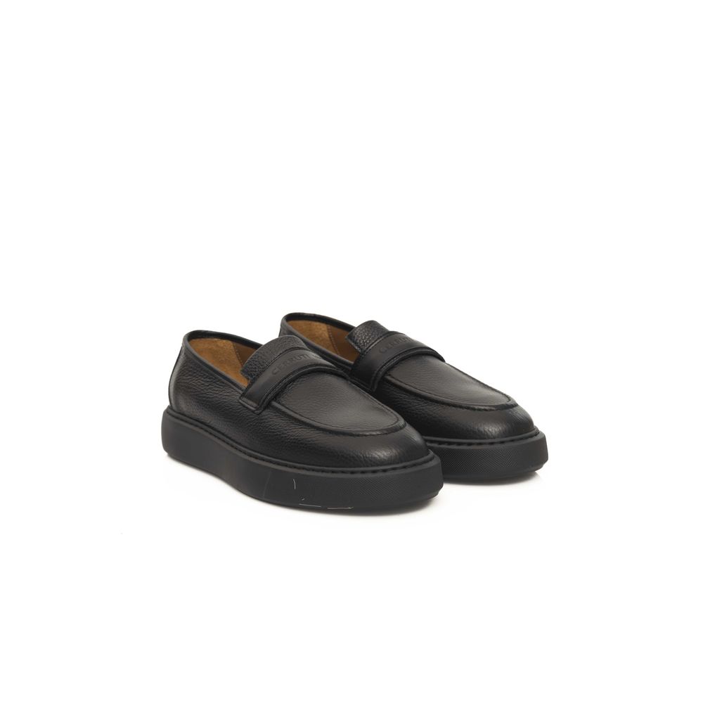 Cerruti 1881 Black Cowhide Loafer - Men’s Genuine Leather Moccasin