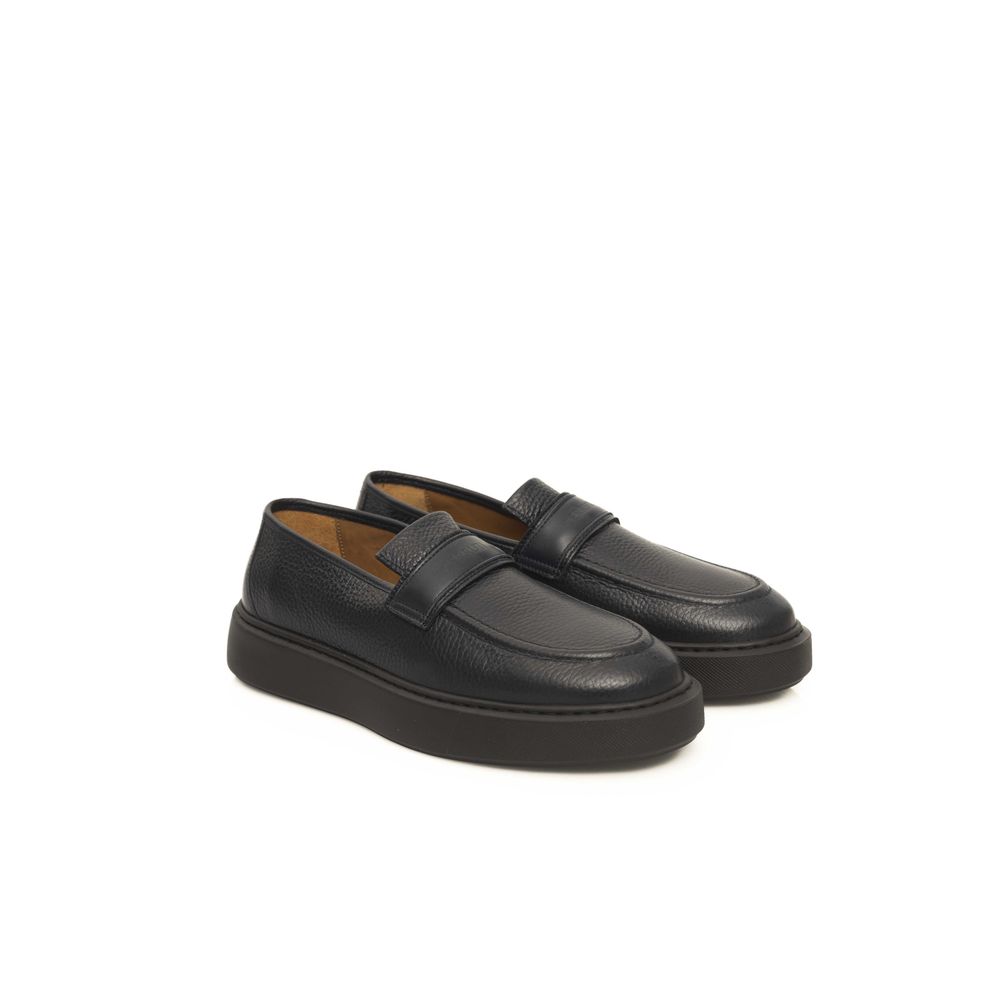 Cerruti 1881 Blue Cowhide Loafer - Men's Genuine Leather Moccasin