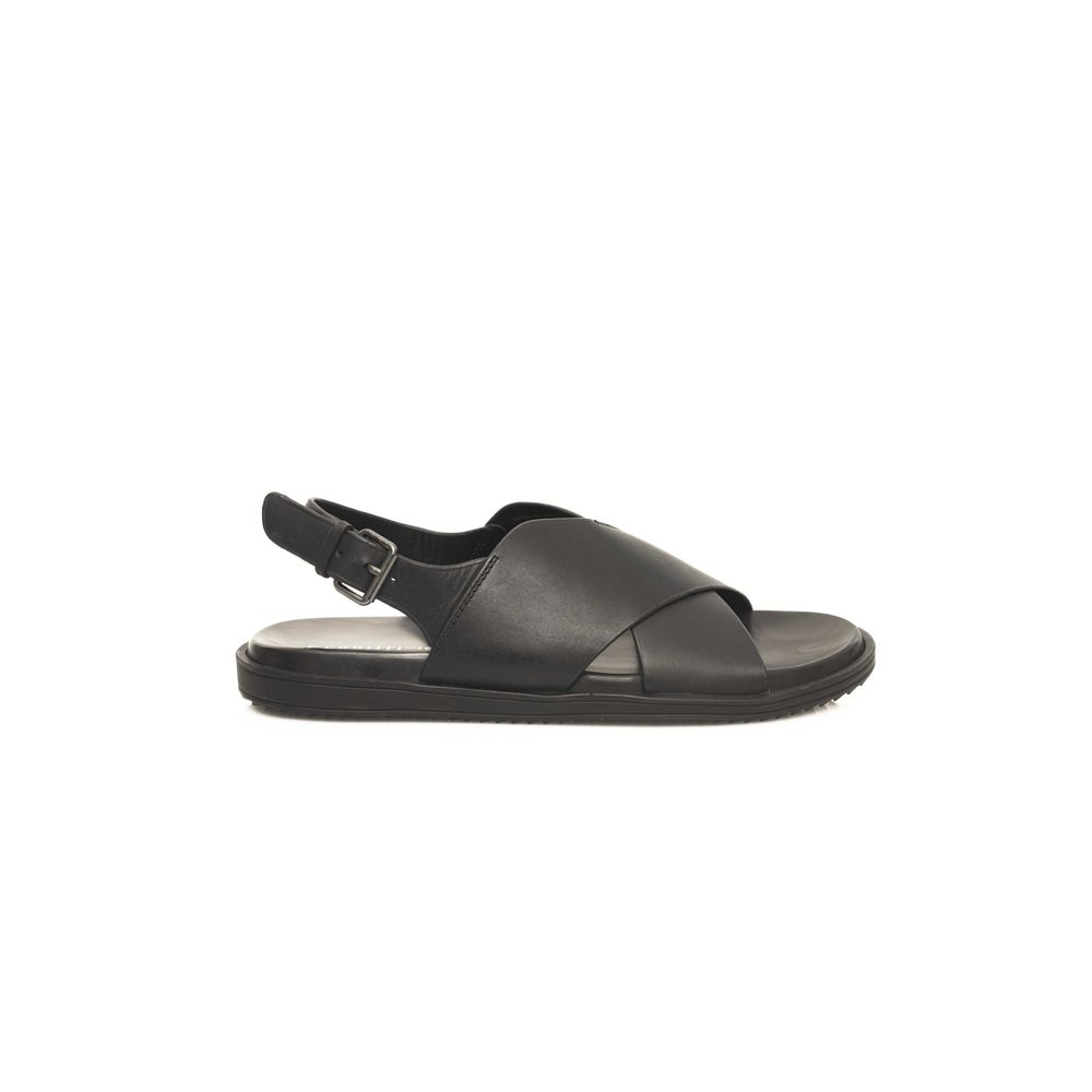 Cerruti 1881 Black Cowhide Sandal - Stylish Woven Leather Footwear