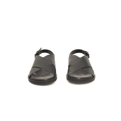 Cerruti 1881 Black Cowhide Sandal - Stylish Woven Leather Footwear