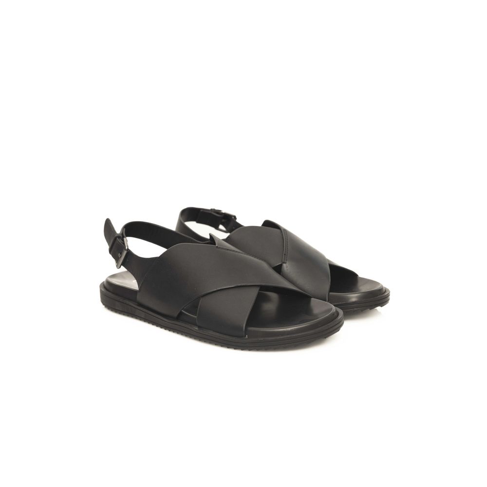Cerruti 1881 Black Cowhide Sandal - Stylish Woven Leather Footwear