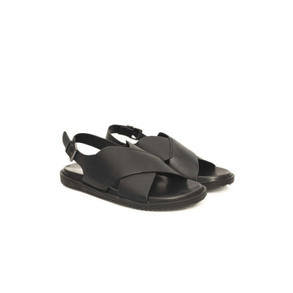 Cerruti 1881 Black Cowhide Sandal - Stylish Woven Leather Footwear
