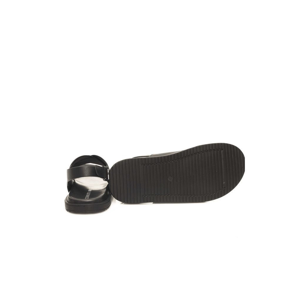 Cerruti 1881 Black Cowhide Sandal - Stylish Woven Leather Footwear
