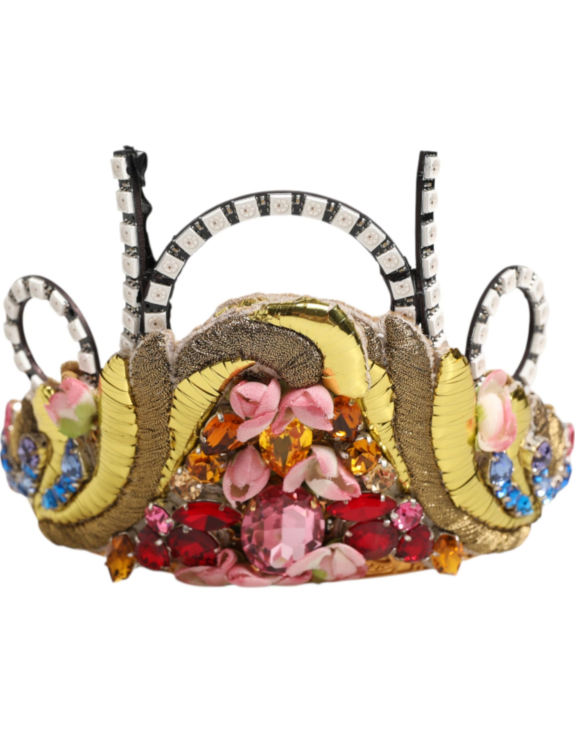 Dolce & Gabbana Gold Brass Crystal Embellished Headpiece Crown Diadem Tiara