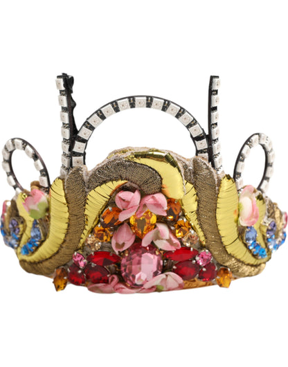 Dolce & Gabbana Gold Brass Crystal Embellished Headpiece Crown Diadem Tiara