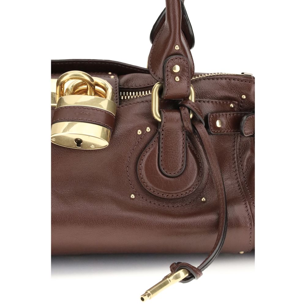 Chloé Paddington Bag – Garnet Grained Buffalo Leather with Gold Padlock (AW25)
