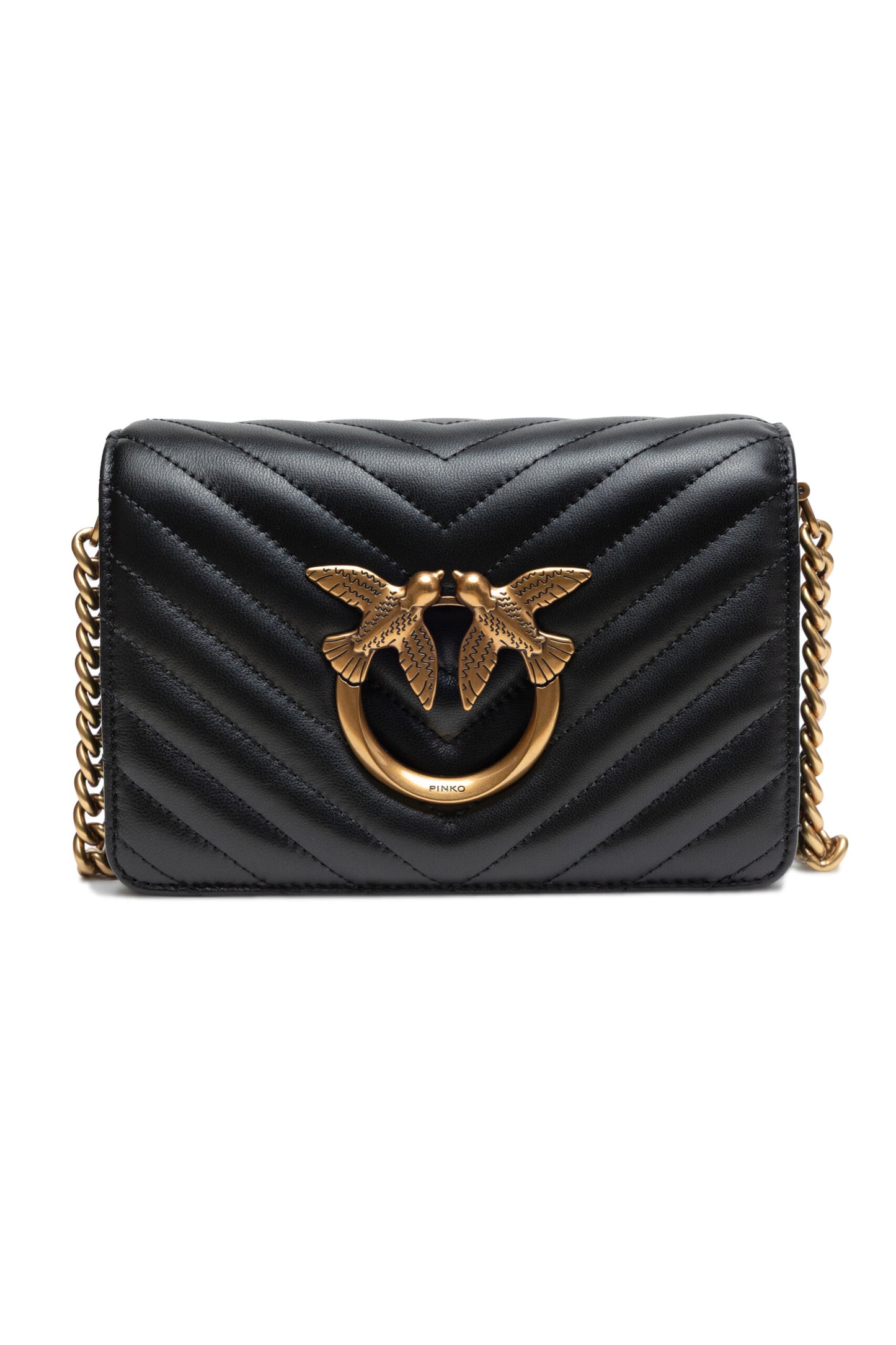 PINKO Black Love Click Mini Sheep Nappa Chevron